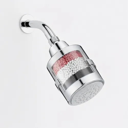 Image of Amazon Basics Shower Head with Built-In Filter | Water Softener | Fixed Flow | Chrome Finish | Easy Installation | 13.9L