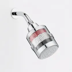 Amazon Basics Shower Head with Built-In Filter | Water Softener | Fixed Flow | Chrome Finish | Easy Installation | 13.9L