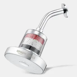 Amazon Basics Shower Head with Built-In Filter | Chrome Finish | Reduces Water Hardness & Impurities | Fixed Flow | Easy