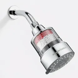 Amazon Basics Filtered Shower Head with 5 Spray Modes | Water Softener | ABS Material | Chrome Finish | 10.3Lx 9.6W x 16.2H cm