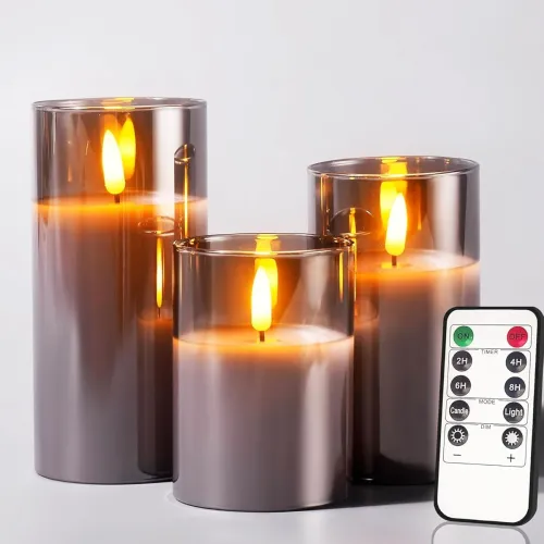 Image of Amazon Basics Flameless LED Candle Set with Remote & Timer, So3