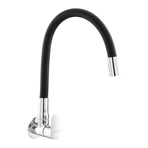 Image of Amazon Basics Flexible Spout Kitchen Faucet | Cold-Only Single Lever Sink Tap with 360 Degree Swivel and Bendable Spout 