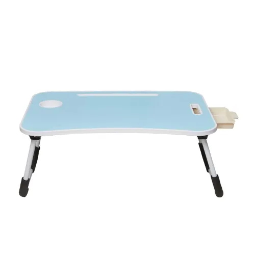 Image of Amazon Basics Engineered Wood Foldable Laptop Table with Cup Holder, Tablet Groove and Mini Drawer (60L x 40W x 26H cm, 