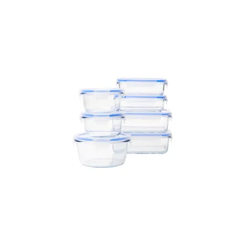 Image of amazon basics Glass Leak-Proof Locking Lids 7-Piece Set
