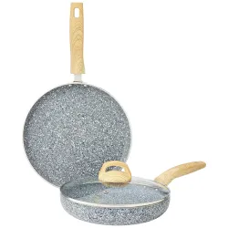 Amazon Basics Granite Finish Cookware Set (2 Pcs, Grey)