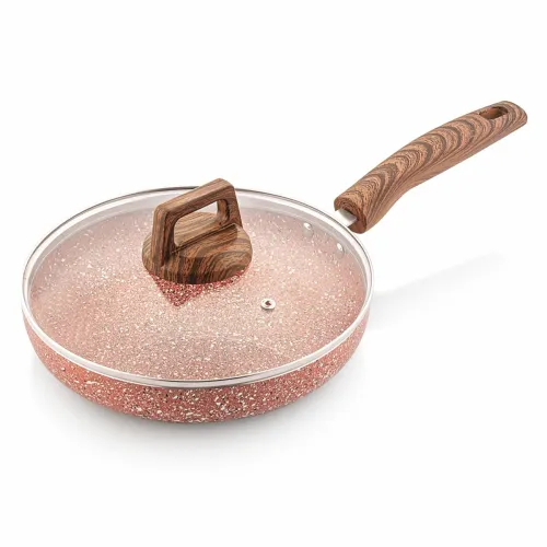 Image of Amazon Basics Granite Finish Non Stick Induction Base Fry Pan 24cm with Glass