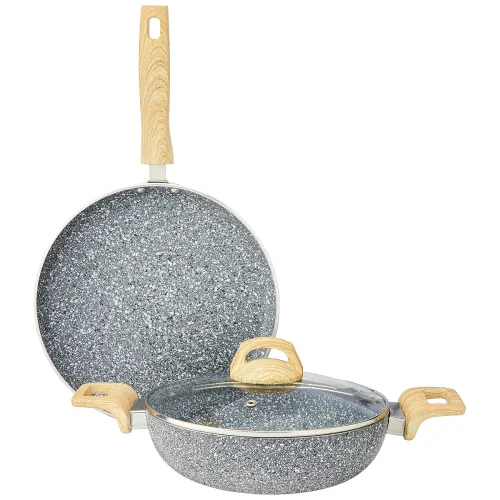 Image of Amazon Basics Granite Non-Stick Cookware Set (2 Pcs)