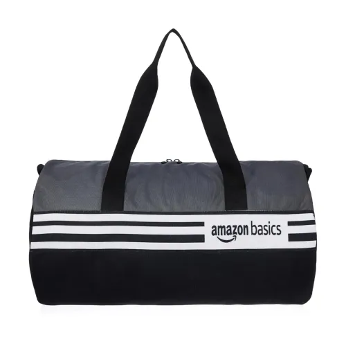 Image of Amazon Basics Gym Trainer Sports Duffle Bag with Shoe Compartment| Water- Resistant| for Men/Women (Black- Grey)