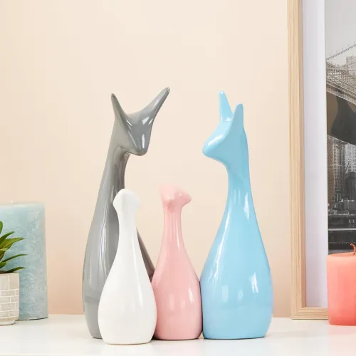 Image of Amazon Basics Happy Deer Family Ceramic Figures Set of 4