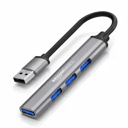 Amazon Basics 4-in-1 Hub Multiport Adapter, USB Hub with Aluminium Shell, 1 x USB 3.0 & 3 x USB 2.0 for PC, MacBook, Mac mini, iMac, Tablet, and Mobile Phones
