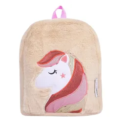 Amazon Basics KAmazon Basics Kids Character Fur Bag | Plush Soft Fur | Adjustable Shoulder Straps | Ideal for School, Pi