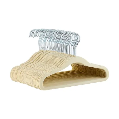 Image of amazon basics Kids Velvet Hangers - 50-Pack, Beige