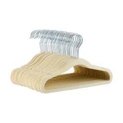 amazon basics Kids Velvet Hangers - 50-Pack, Beige