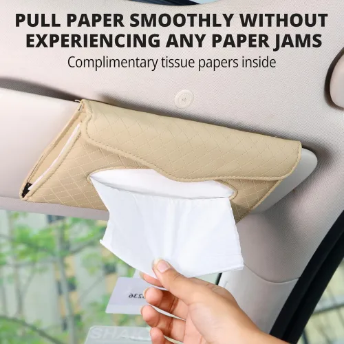 Image of Amazon Basics Leather Car Tissue Box Sun Visor Holder