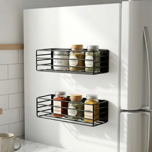 Image of Amazon Basics Magnetic Organizer for Fridge Space-Saving side Storage