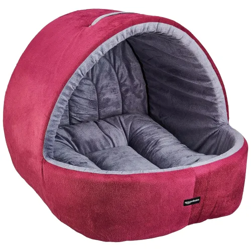 Image of Amazon Basics Memory Foam Premium Small Size Dog and Cat Cave Pet Bed | for Cats and Kittens |