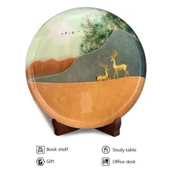 Amazon Basics Metal Deer Painting Showpiece Plate 