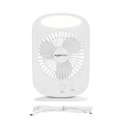 amazon basics Mini Rechargeable Portable Fan with LED Lighting