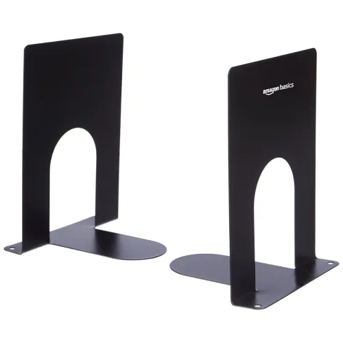 Image of Amazon Basics MS Metal Bookend for Office, Home, Bedroom | Set of 2 | Black