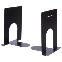Amazon Basics MS Metal Bookend for Office, Home, Bedroom | Set of 2 | Black