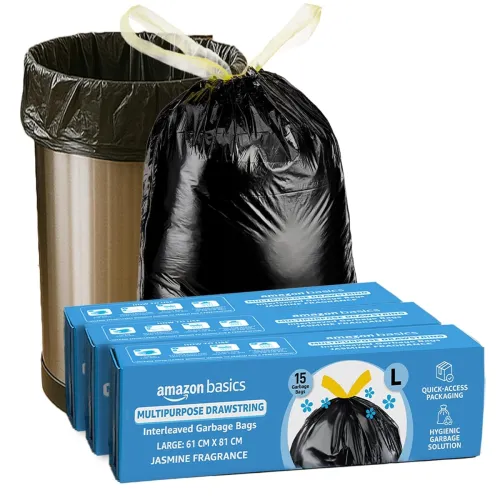 Image of Amazon Basics Multipurpose Drawstring Garbage Bags, 60 count
