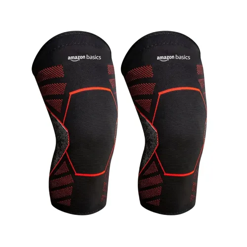 Image of Amazon Basics Nylon Knee Support | Lightweight Knee Sleeve for Men and Women | Stretchable | for Sports, Fitness and Dai
