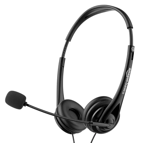 Image of Amazon Basics On Ear Wired Headphones with Boom Mic