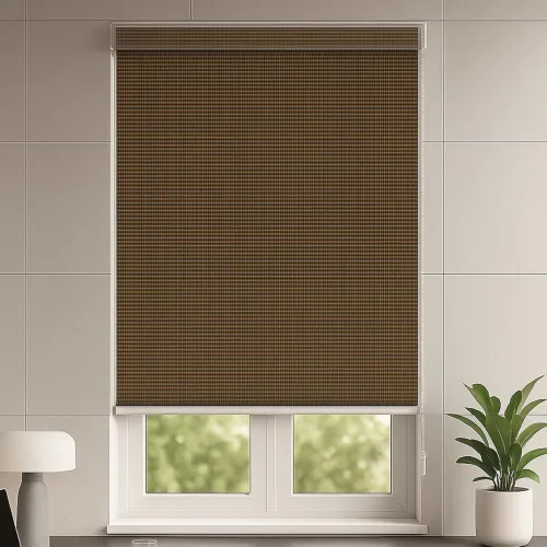 Image of Amazon Basics Outdoor HDPE Corded Roller Blind Air Flow Design, and Light Filtering for Balcony Shade - (4 Ft W x 9 Ft H