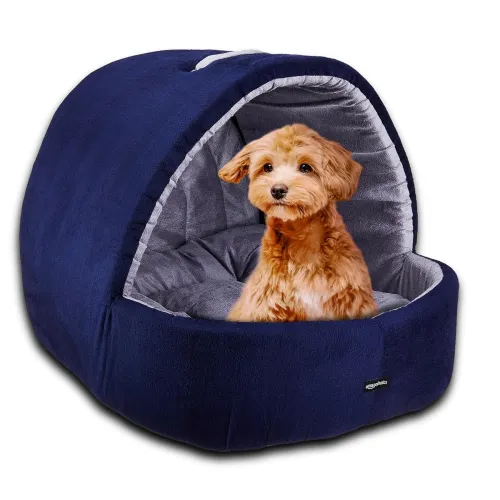 Image of Amazon Basics Premium Medium Size Dog and Cat Cave Pet Bed | for Cats and Kittens | Medium 60 x 57 x 48 cm.