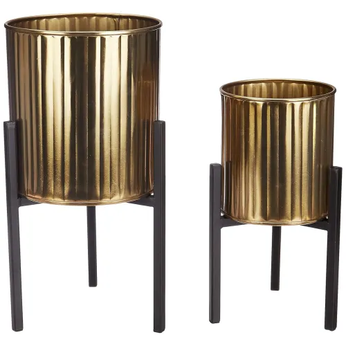 Image of amazon basics Planter (Set of 2) | Flower Pot for Home Decor (Gold)