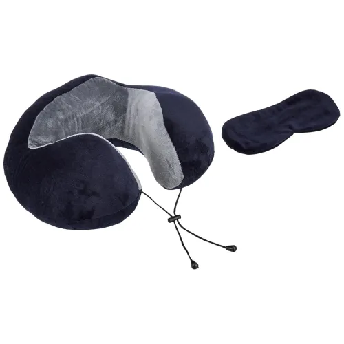 Image of Amazon Basics Premium Travel Neck Pillow + Sleeping Eye Mask Combo 