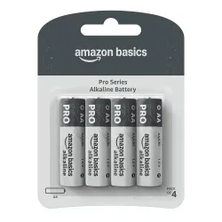 Amazon Basics Pro Series AA Alkaline Battery | Pack of 4 | for High Drain Devices | Toys, Digital Camera, Electric Tooth
