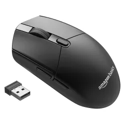 amazon basics Pro Series Wireless Gaming Mouse, Hero Sensor, 12000 DPI, Lightweight | 6 Programmable Buttons | Compatible with PC/Mac | Rechargeable