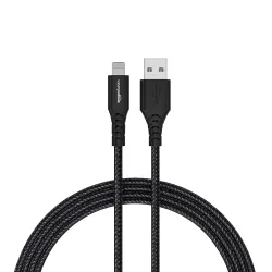 amazon basics PVC Molded Nylon USB A To Lightning Mfi Certified Charging Cable | Compatible with iPhone 13,12,11; 13,12,11 Pro; 13,12 11 Pro Max; 13,12 Mini (Black,1.2M)
