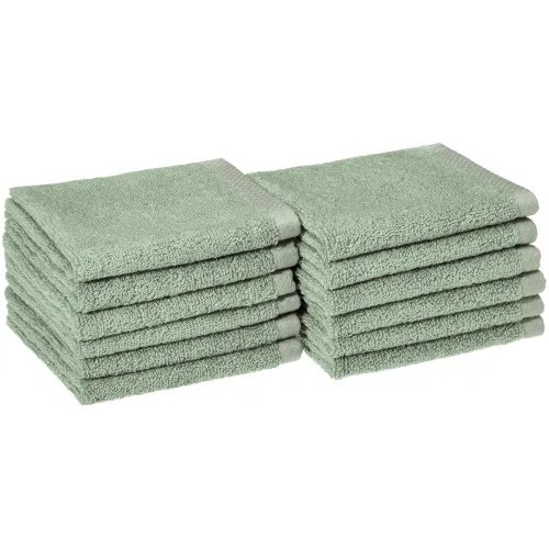 Image of amazon basics Quick-Dry Face Towel - 100% Cotton - 400 GSM - Pack of 12