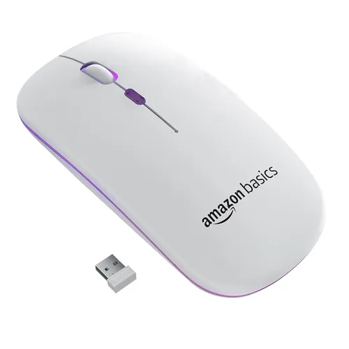 Image of amazon basics Rechargeable Wireless Mouse with RGB LED Backlit 1600 DPI