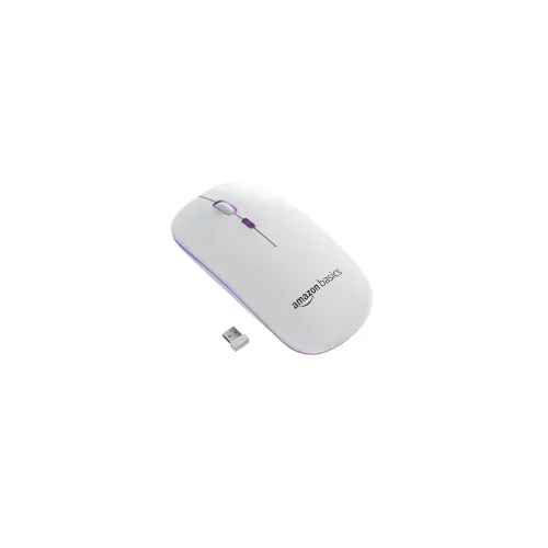 Image of amazon basics Rechargeable Wireless Mouse with RGB LED Backlit 1600 DPI Ergonomic Mouse for Laptop
