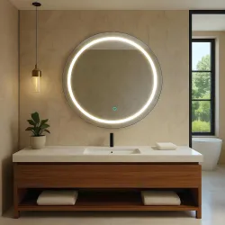 Amazon Basics Round Glass 24 x 24 Inch LED Wall Mirror
