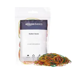Amazon Basics Rubber Bands | Enhanced Stretchability and Durability | (2 inch, Pack of 50 gm) (Multicolour)