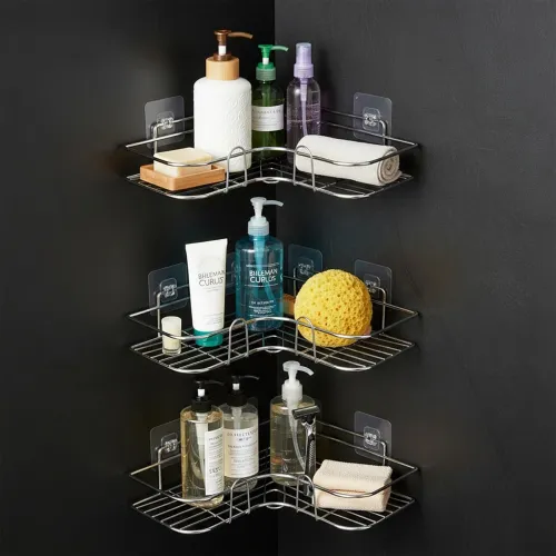 Image of Amazon Basics Self-Adhesive Corner Shelf | No-Drill
