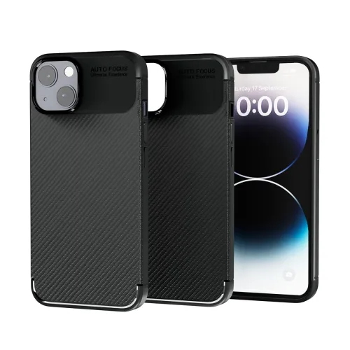 Image of amazon basics Sleek Carbon Fibre Finish Back Cover Case for iPhone 13