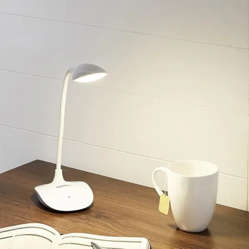 Image of Amazon Basics Sleek Rechargeable LED Table Lamp, 8W, Dimming, White, Pack of 1 .