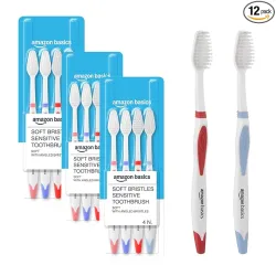 Amazon Basics Soft Bristle Toothbrush for Adults (12 Count)