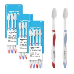 Amazon Basics SoftBristle Sensitive Toothbrush 12-Count (4 × 3 Packs)