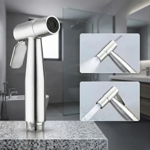 Image of Amazon Basics Premium SS 304 Health Faucet Gun Only | Jet Spray for Toilet | Durable Bathroom Bidet Spray Head | Chrome 