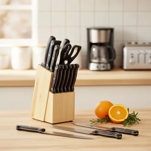 Image of amazon basics Stainless Steel Knife Set 14 Pieces