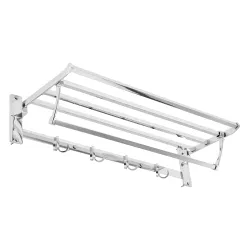 Amazon Basics Steel Folding Towel Rack for Bathroom/Towel Stand/Hanger/Bathroom Accessories (18 Inch - Chrome)