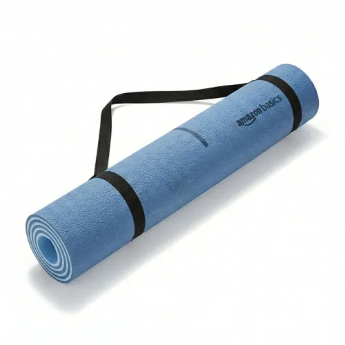 Image of Amazon Basics TPE Yoga & Exercise Mat with Carrying Strap | 6 mm Thick
