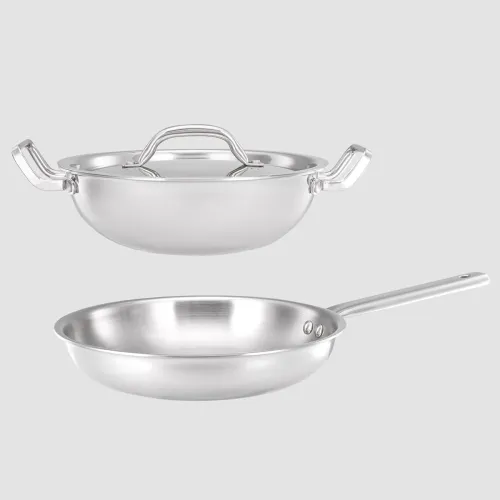 Image of Amazon Basics Triply Stainless Steel 3 Pc Cookware Set