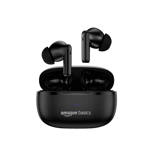 Image of Amazon Basics True Wireless in‑Ear Earbuds (Black, Dual 10 mm Drivers)